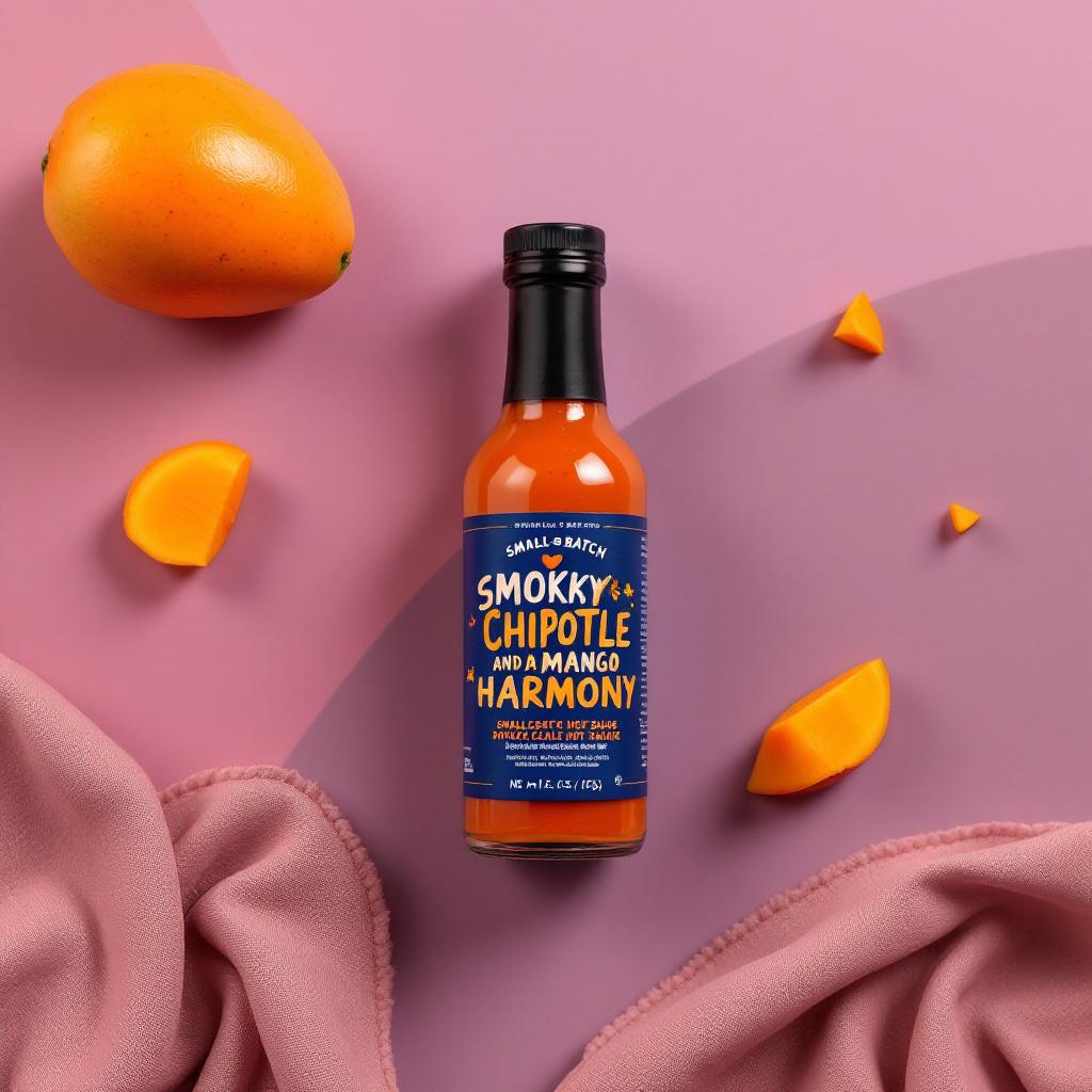 Smoky Chipotle & Mango Harmony — A balanced hot sauce combining smoky chipotle and sweet mango for a flavorful cu